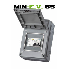 MIN-EV 65 - IP65 MCB Electric Vehicle Enclosure (Weatherproof) - with 2-pole 10kA; 32a or 40a MCB, B or C Curve + SPD (pack of 10)